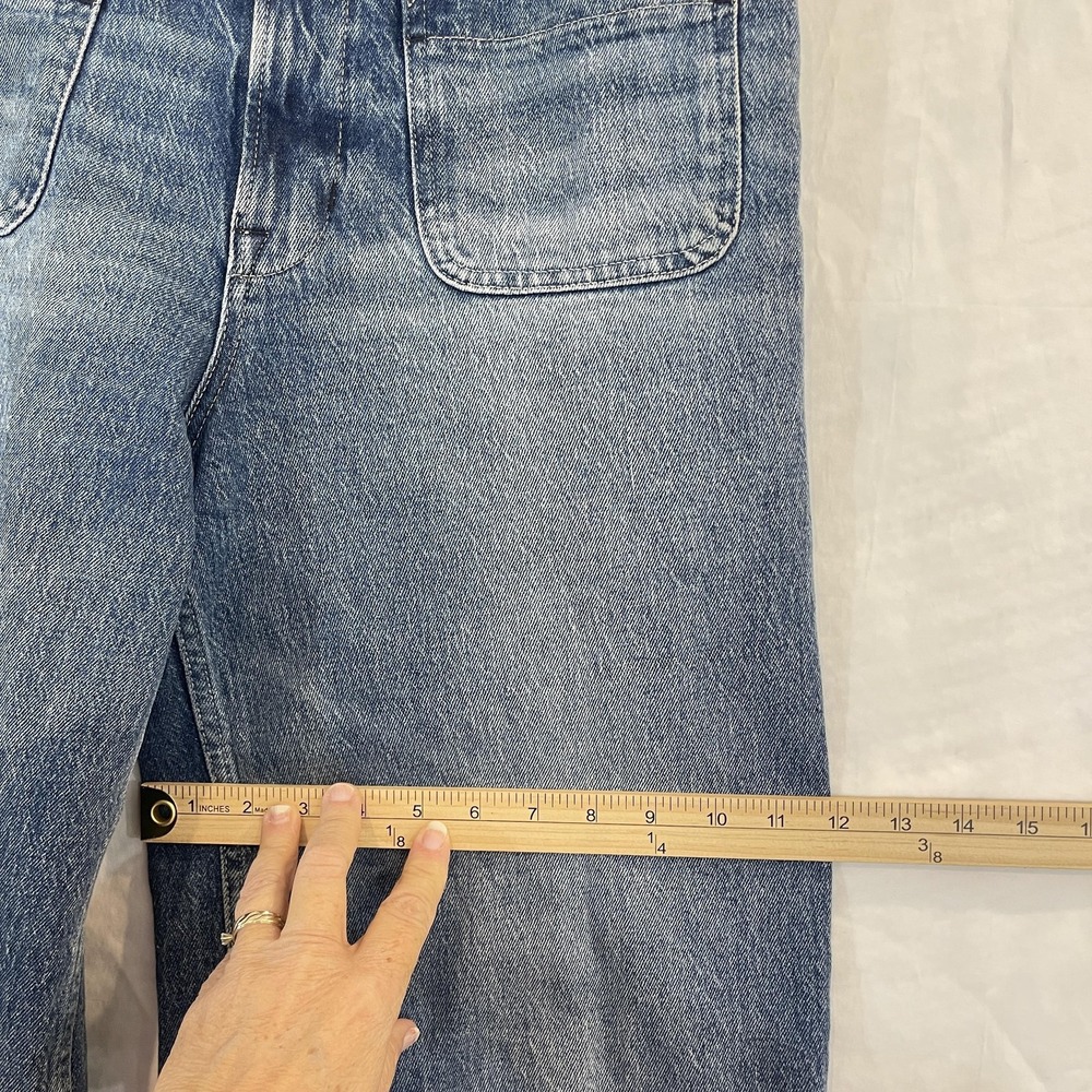 Free Assembly Jeans Womens 10 Blue Super High Rise Wide Leg Front Patch Pockets - Picture 9 of 16
